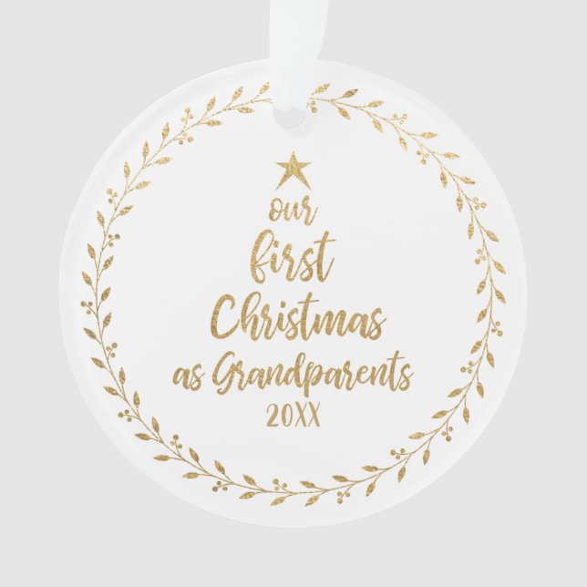 First Christmas Grandparent Photo Ornament (Front)