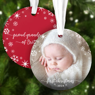 First Christmas Grandparents Baby Photo Snowflakes Ornament