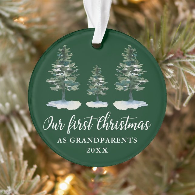 First Christmas Grandparents Green Pines Ornament (Tree)
