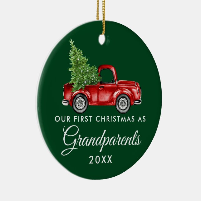 First Christmas Grandparents PHOTO BACK Truck Ceramic Ornament (Right)