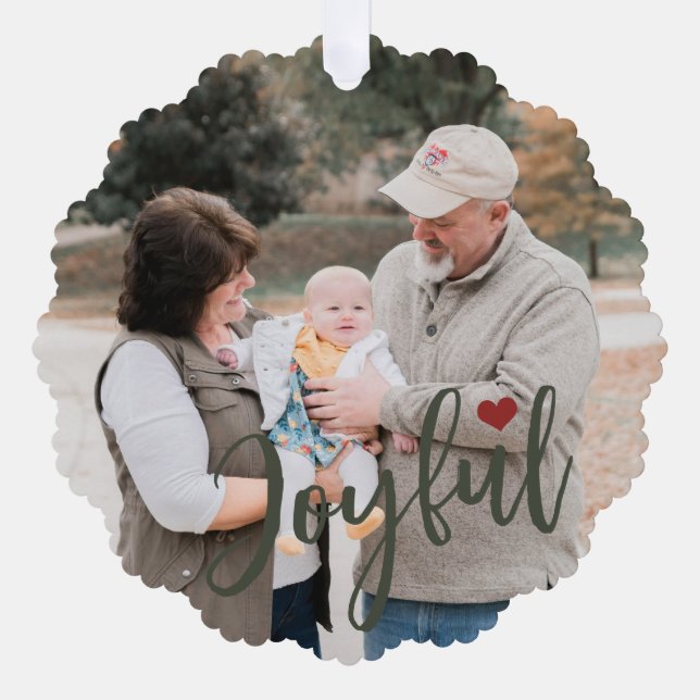 First Christmas grandparents photo script modern Ornament Card (Front)