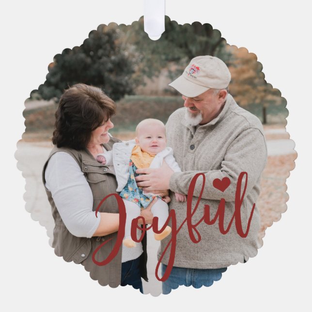 First Christmas grandparents photo script modern Ornament Card (Front)