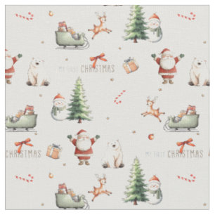 First Christmas - Happy Holidays Scandinavian nurs Fabric