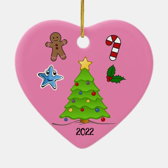 First Christmas Heart Shaped Ornament - Customize (Back)
