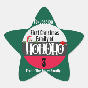 First Christmas Ho Ho Ho Family of Personalize Star Sticker