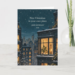 First Christmas Home Cozy Winter Window Card