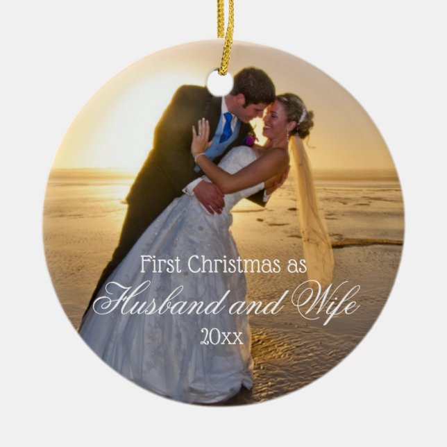 First Christmas Husband and Wife Ceramic Ornament (Front)