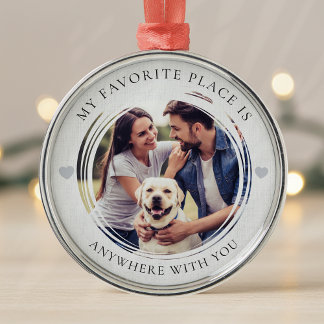 First Christmas In Love Couple Sentimental Photo Metal Ornament