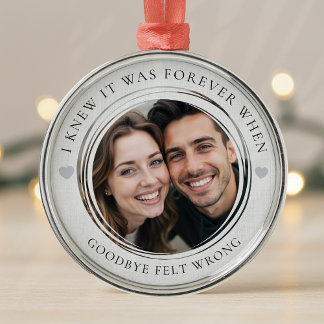 First Christmas In Love Couple Sentimental Photo Metal Ornament
