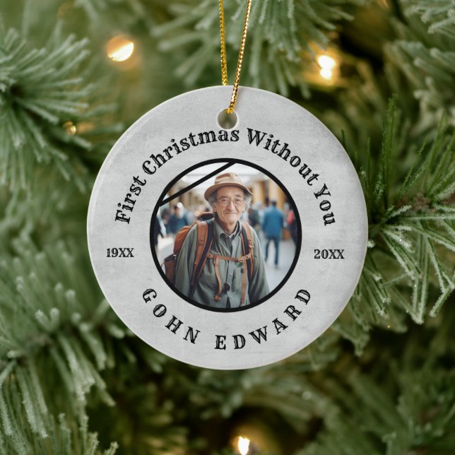 First Christmas In Loving Memory Photo Tribute Ceramic Ornament (Tree)