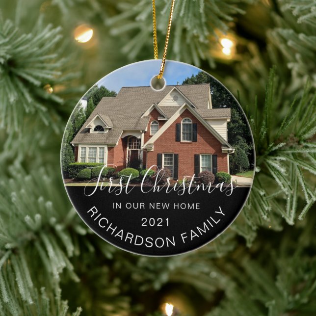 First Christmas In New Home Full Photo Keepsake Ceramic Ornament (Tree)
