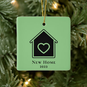 First Christmas In New Home Modern Minimalist  Ceramic Ornament