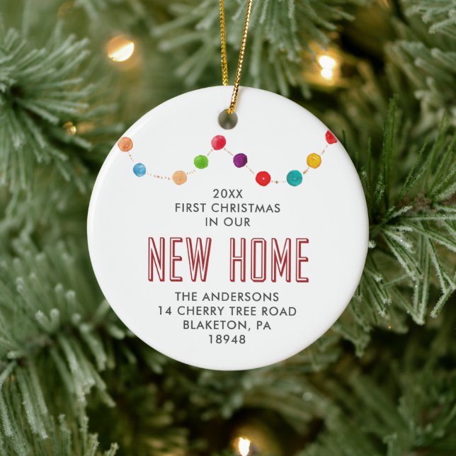 First Christmas In New Home Personalized Baubles Ceramic Ornament (Tree)