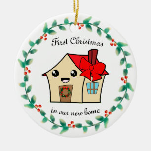 First Christmas in New Home Personalized Ceramic Ornament