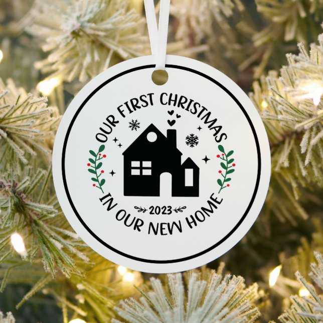 First Christmas In New Home Personalized Christmas Metal Ornament (Insitu)