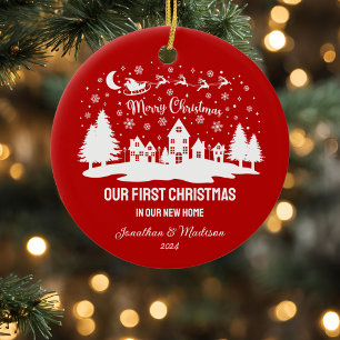 First Christmas in New Home Personalized Holiday Ceramic Ornament