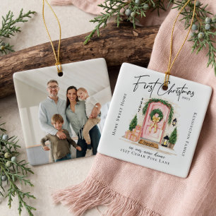 First Christmas in New Home Personalized Photo Ceramic Ornament