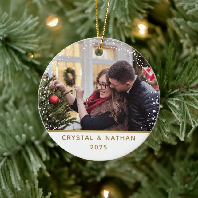 First Christmas in New Home Personalized Photo  Ceramic Ornament (Tree)