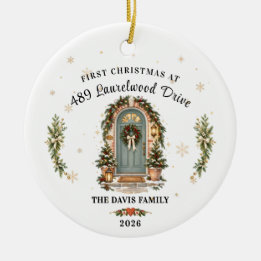 First Christmas in New Home Photo Ceramic Ornament