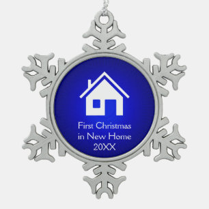 First Christmas in new home Snowflake Pewter Christmas Ornament