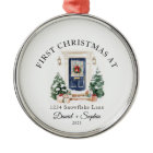 First Christmas In New Home Watercolor Blue Door