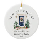 First Christmas In New Home Watercolor Blue Door