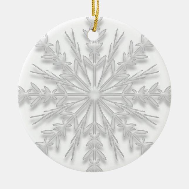 First Christmas in New Home White Snowflake Ceramic Ornament (Front)