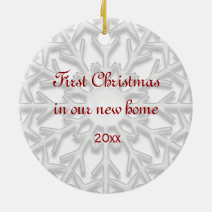 First Christmas in New Home White Snowflake Ceramic Ornament