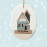 First Christmas in New House Ceramic Ornament<br><div class="desc">A sweet keepsake ornament for those who will be celebrating their first Christmas in a new home. The house number,  city and year can be customized using the personalization feature.</div>