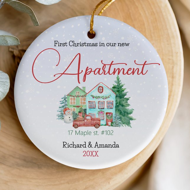 First Christmas in our new apartment mint aqua Cer Ceramic Ornament (Creator Uploaded)