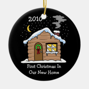 First Christmas In Our New Home 2010 (Cabin) Ceramic Ornament