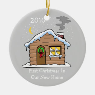 First Christmas In Our New Home 2010 (Cabin) Ceramic Ornament