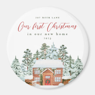 First Christmas in our New Home Address and Year Magnet