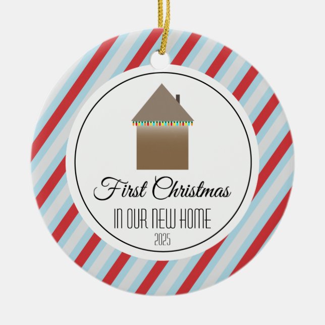 First Christmas in our new home Ceramic Ornament (Front)