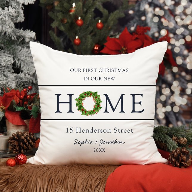 First Christmas in Our New Home Christmas Throw Pillow (Creator Uploaded)