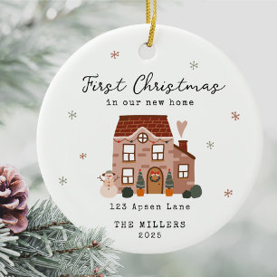 First Christmas In Our New Home Custom Address  Ceramic Ornament