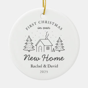 First Christmas in Our New Home – Minimal House  Ceramic Ornament