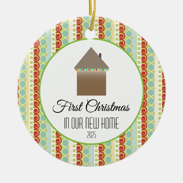 First Christmas in our new home multi-coloured Ceramic Ornament (Front)