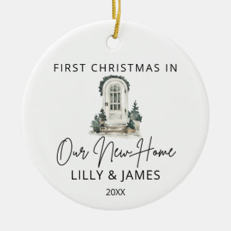 First Christmas in our New Home Owner Family Door Ceramic Ornament