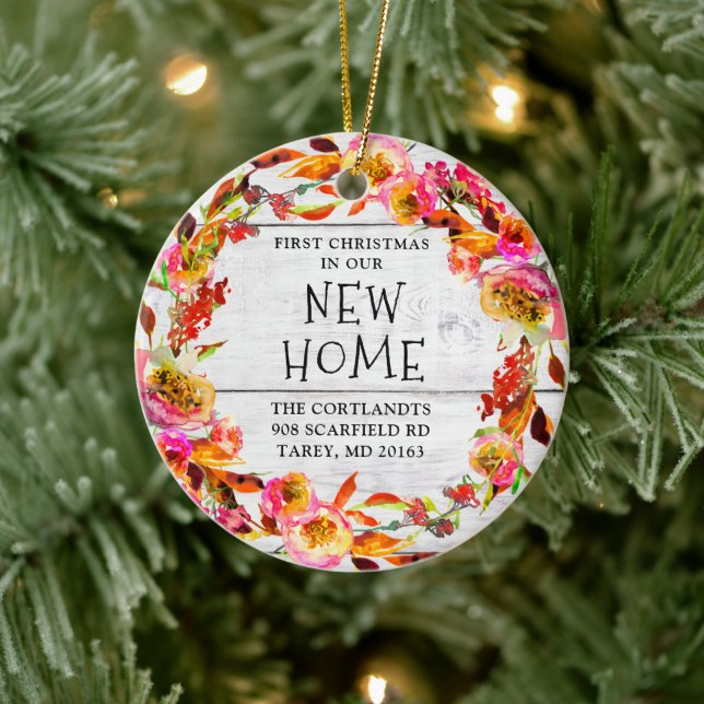 First Christmas In Our New Home Personalized Ceramic Ornament (Tree)