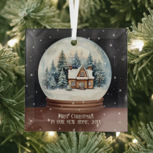 First Christmas in our new home personalized  Glass Ornament