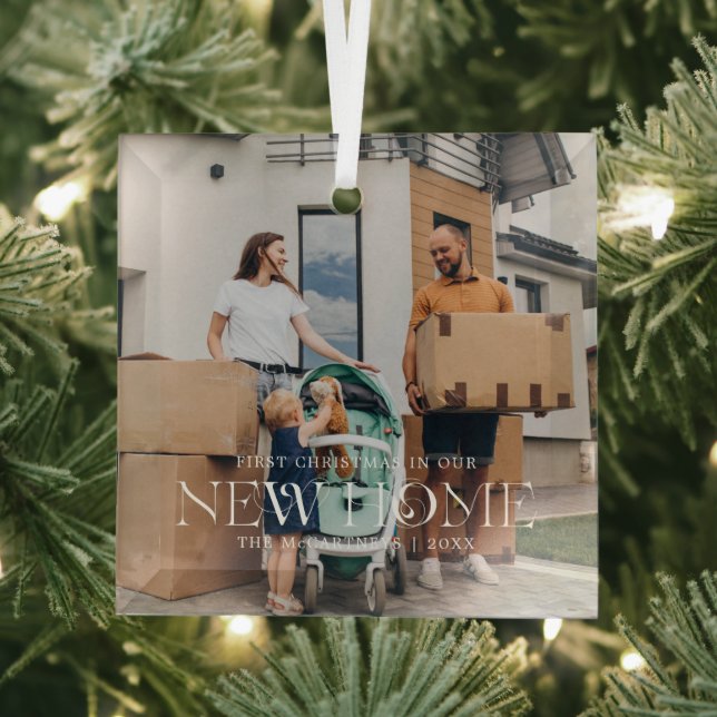 First Christmas in Our New Home | Photo Glass Ornament (Insitu)