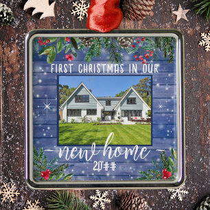 First Christmas In Our New Home Photo Metal O Ornament
