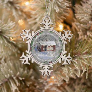 First Christmas in our new Home photo Snowflake Pewter Christmas Ornament