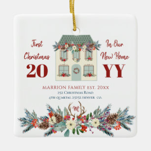 First Christmas in our new home rustic family Ceramic Ornament