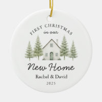 First Christmas in Our New Home Watercolor Cottage