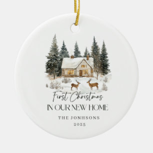 First Christmas in Our New Home Winter View Ceramic Ornament