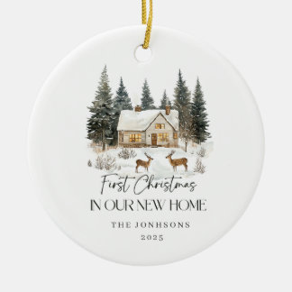 First Christmas in Our New Home Winter View Ceramic Ornament