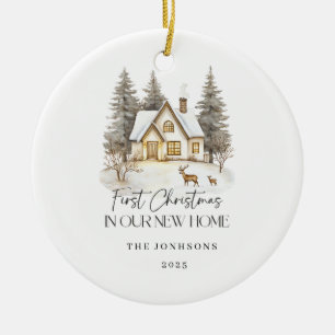 First Christmas in Our New Home Winter View Ceramic Ornament