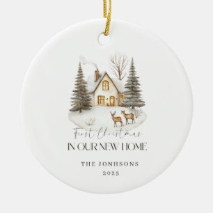 First Christmas in Our New Home Winter View Ceramic Ornament